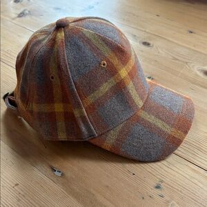 Target Yellow Orange Grey Wool Blend Plaid Hat EUC